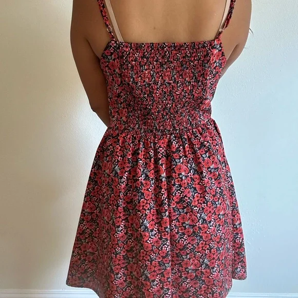 Floral Red and Black Women's Dress - Picture 2 of 4